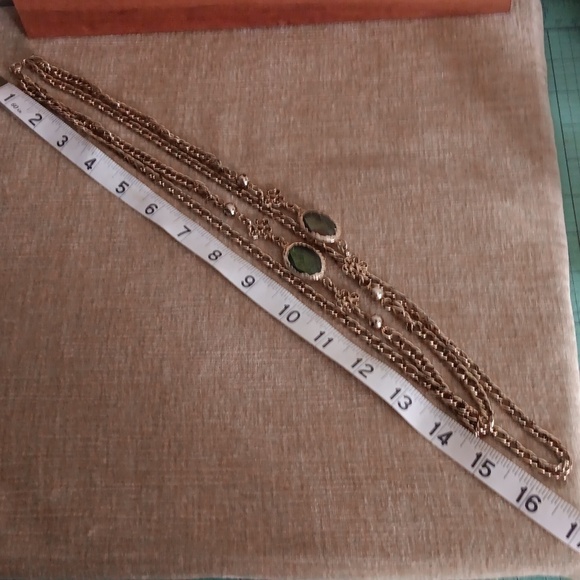 Gold Tone Double Strand Chained Necklace - Picture 1 of 12